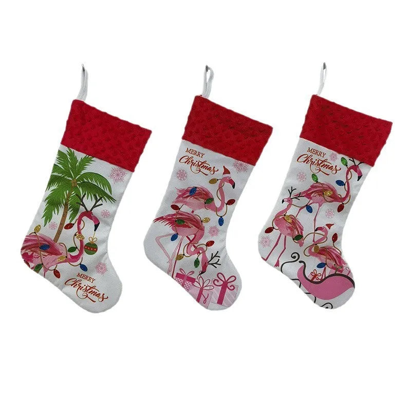 Cloth Christmas stocking decoration with American style design measuring 46cm by 28cm