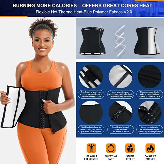 Neoprene adjustable abdominal girdle for waist shaping and sports support in blue or silver.
