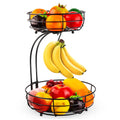 Black and gold double-layer wrought iron storage basket for fruits and vegetables
