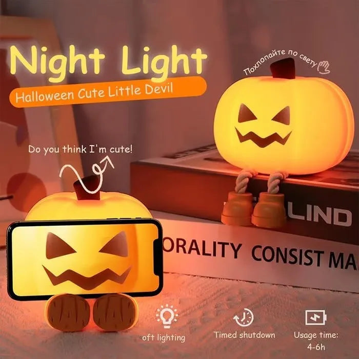 Geometric stereo Halloween pumpkin lamp with cartoon style and horror pumpkin night light effect