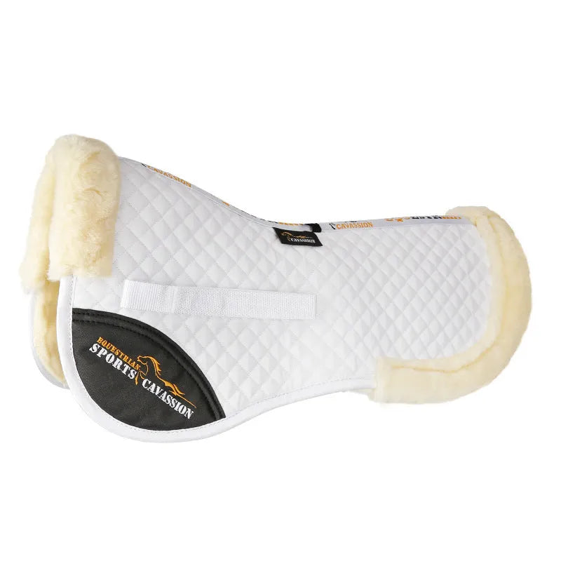 Wool riding saddle pad for shock absorption and waist protection during equestrian and cycling activities