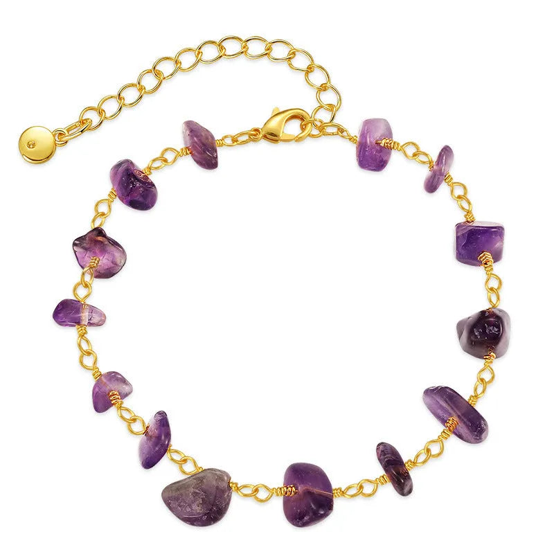 Irregular natural gravel turquoise bracelet with geometry shape and crystal accents on 18K copper