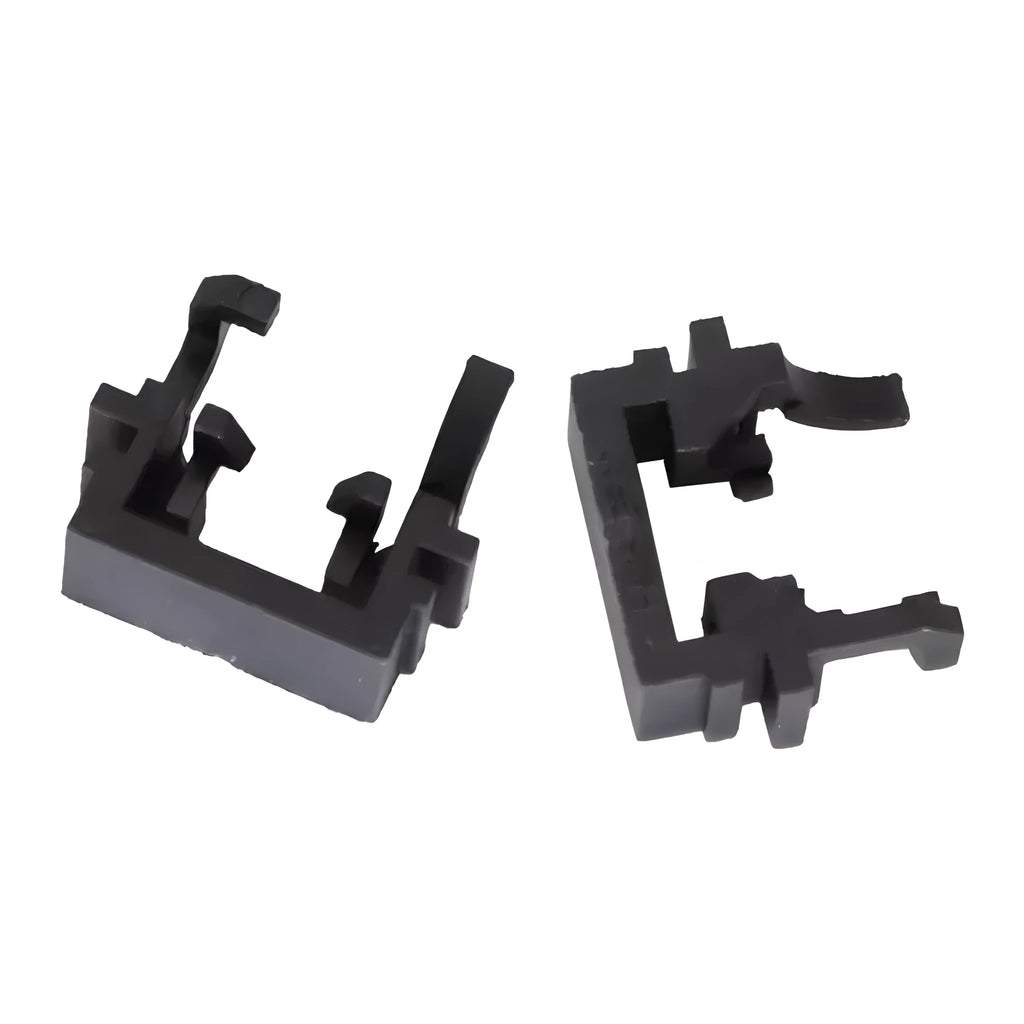 Black plastic LED headlight conversion holder for Ford vehicles with H1 halogen upgrade compatibility