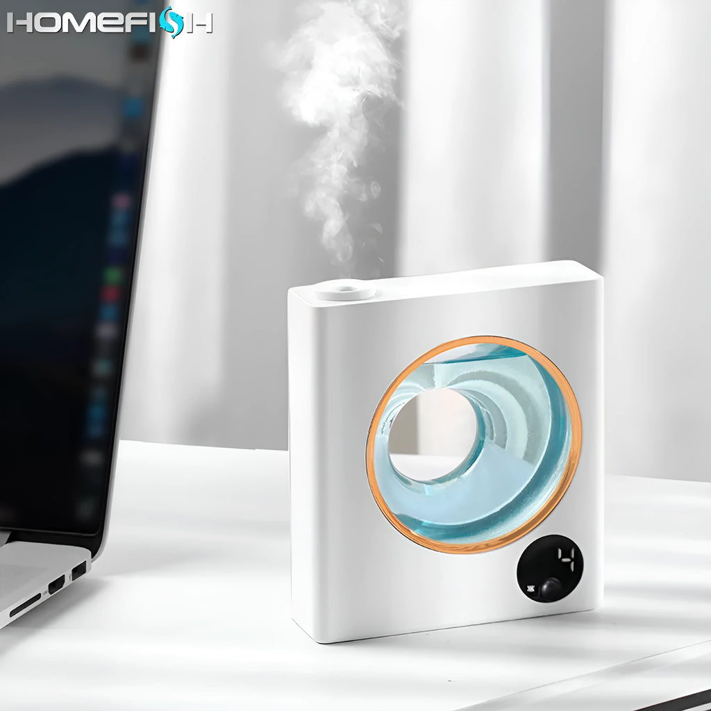 Small white automatic aromatherapy machine with wall mount and USB charging port