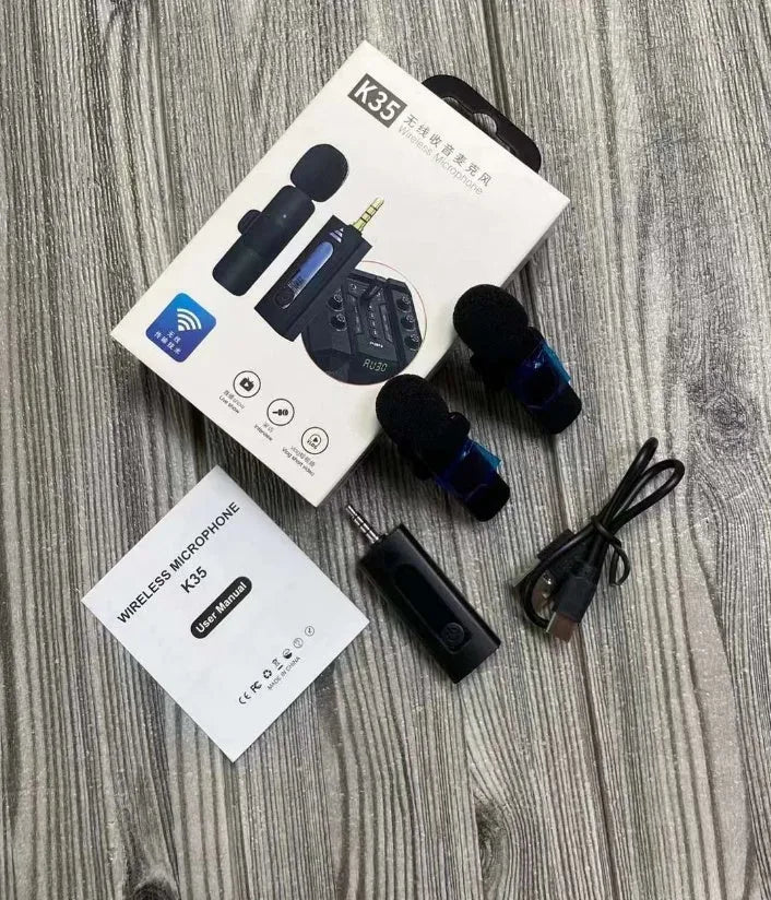 Wireless collar clip lavalier microphone for outdoor video recording with multiple interface connection options