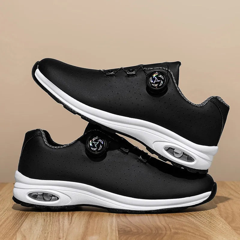 Women's black and white mesh casual tennis shoes with cross shoulder straps and composite soles