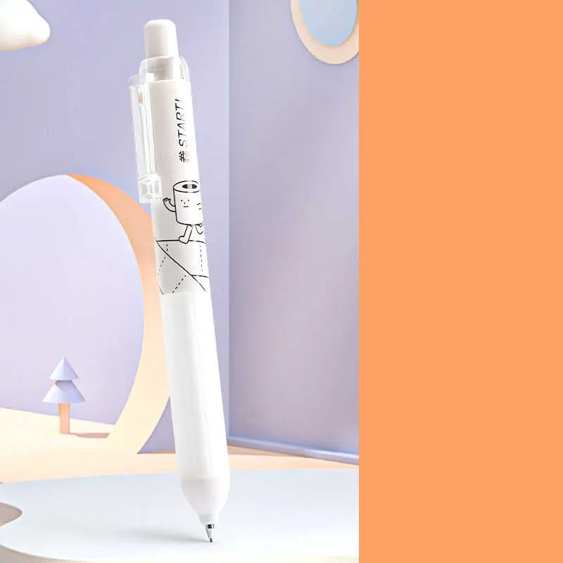 White and black 0.5mm automatic pencils with cloud grip design on plastic body