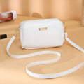 Women's solid colour PU shoulder bag with three-dimensional pockets and square suitcase shape