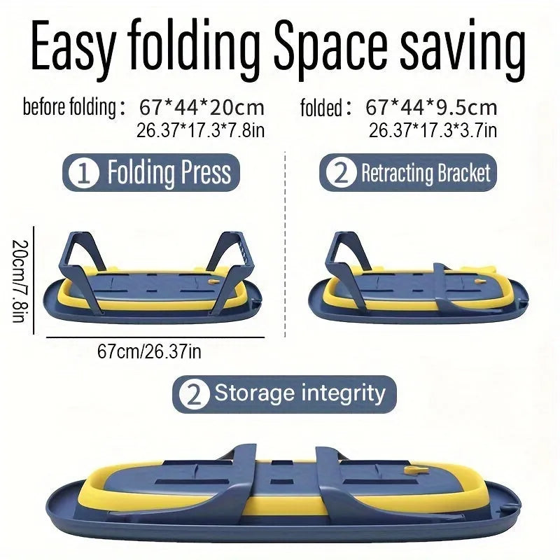 Blue foldable portable pet bathing tub for small dogs and cats on a non-slip base.