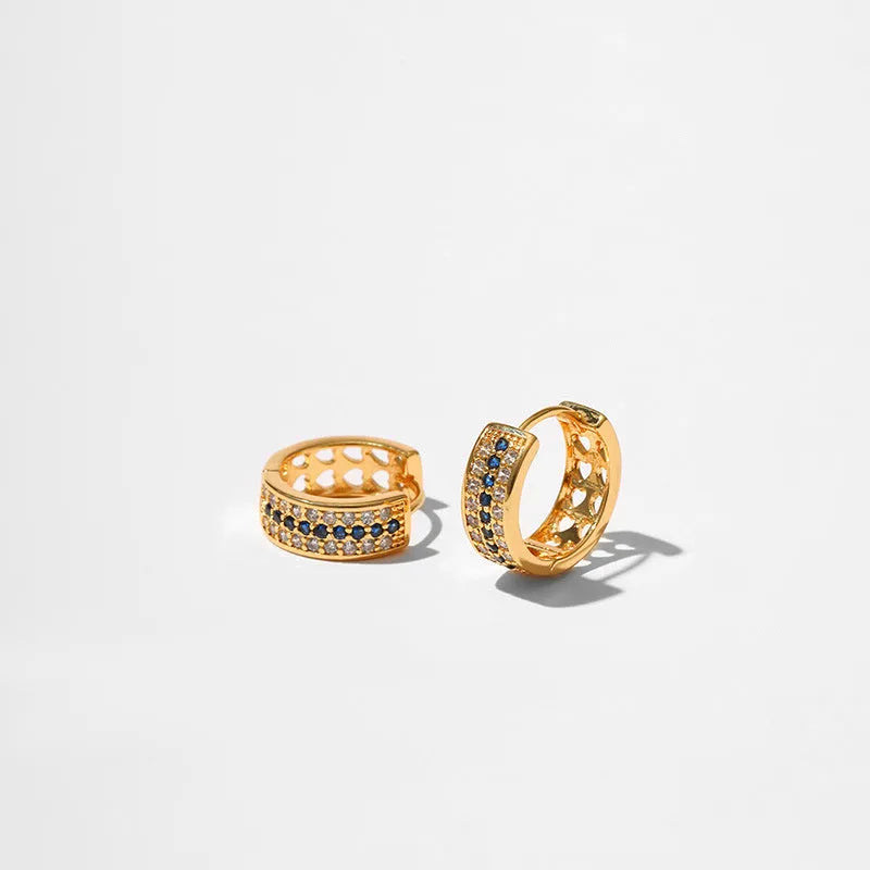 Round geometric women's earrings with copper electroplated KE1268 gold colour finish