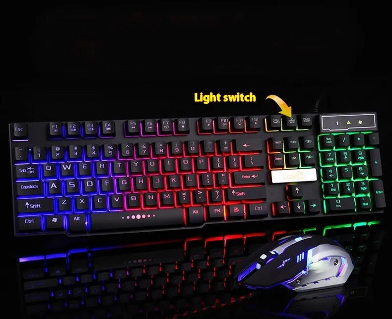 White mechanical gaming keyboard with glowing USB cable showing 104-key layout