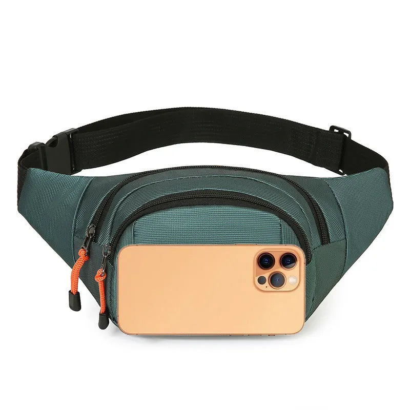 Large black waterproof slanted chest bag worn across the chest.
