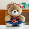23cm rabbit plush toy with PP cotton filling and plaid women bear colour option, lightweight 0.14kg soft toy