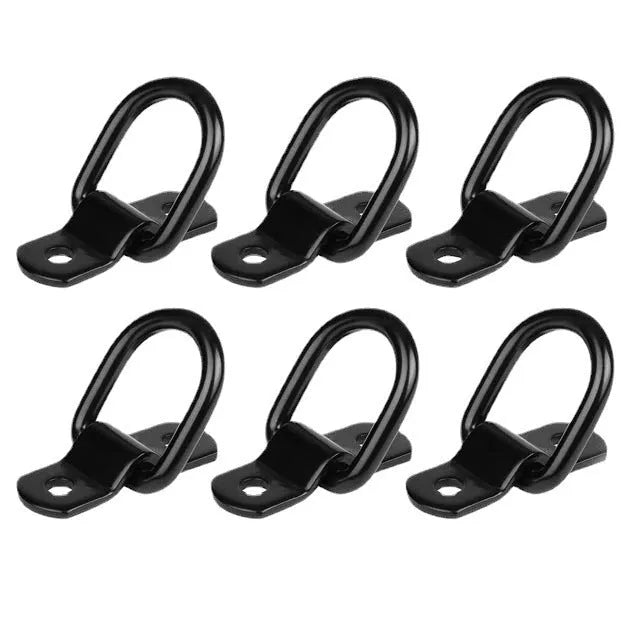 Black galvanised pull ring floor hook for truck cargo securing with carbon steel construction