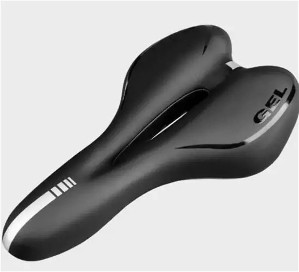Thickened silicone bicycle saddle cushion with waterproof cover and tools kit on a bike seat.