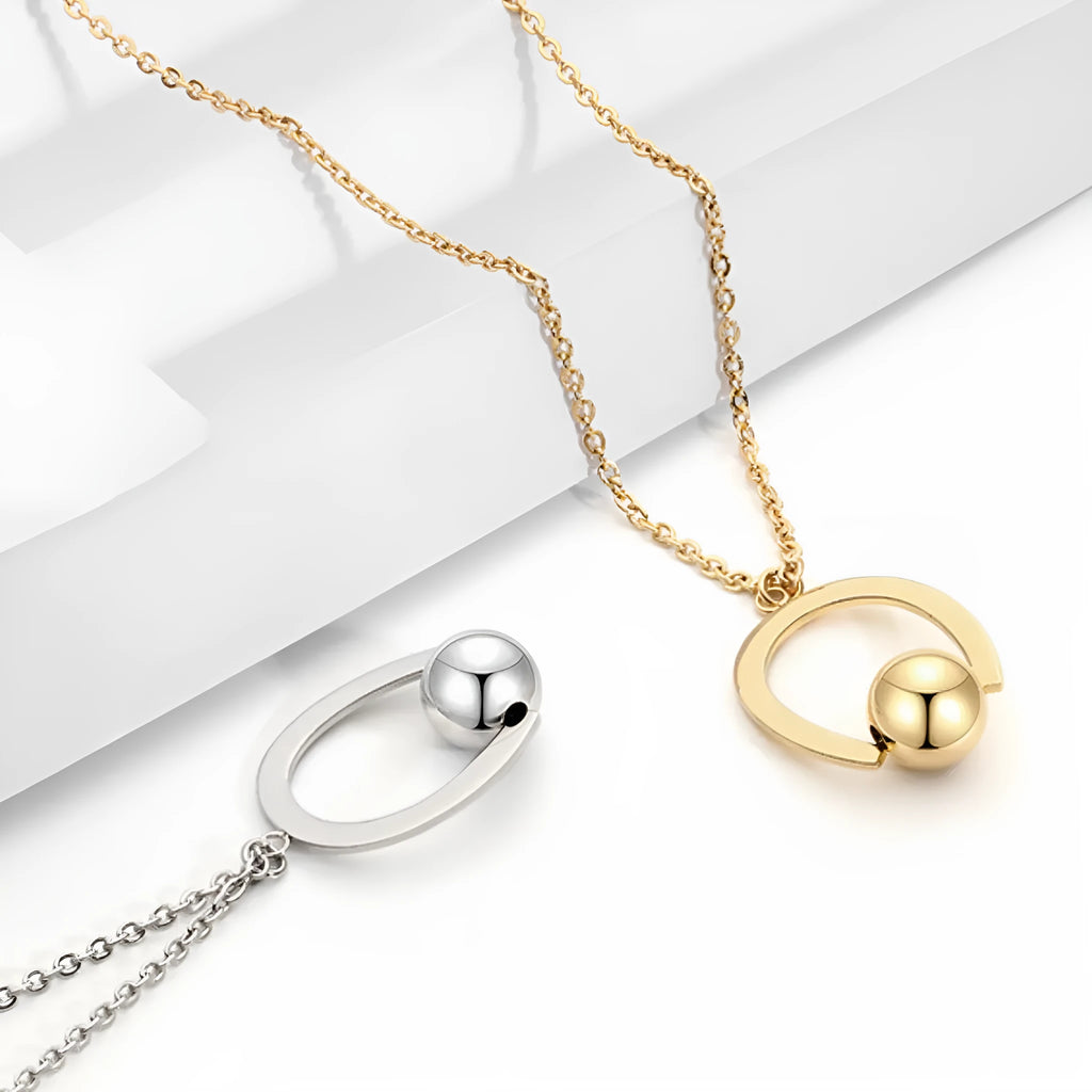 Stainless steel geometric necklace on adjustable 21-50cm cross chain in gold finish