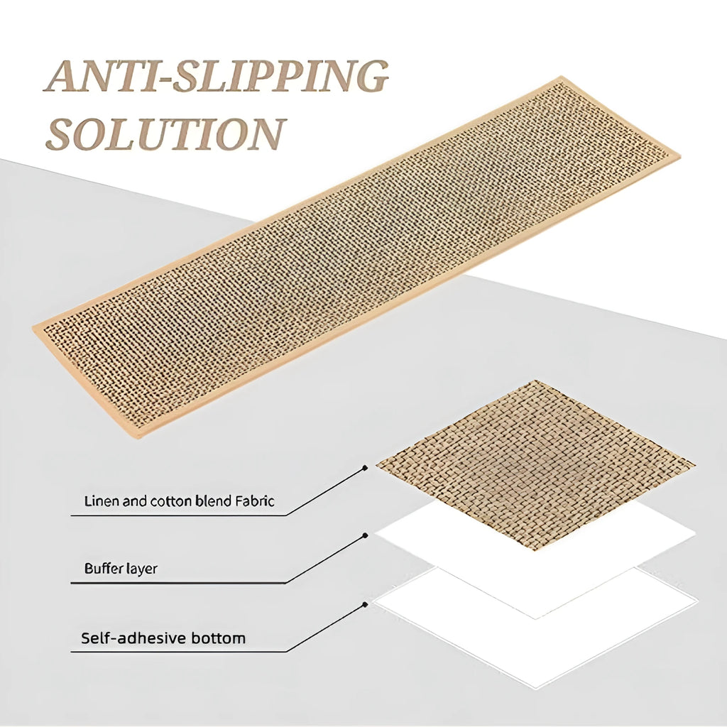 Japanese-style polyester stair mat with rubber bottom in camel colour, dimensions 20 x 76 cm