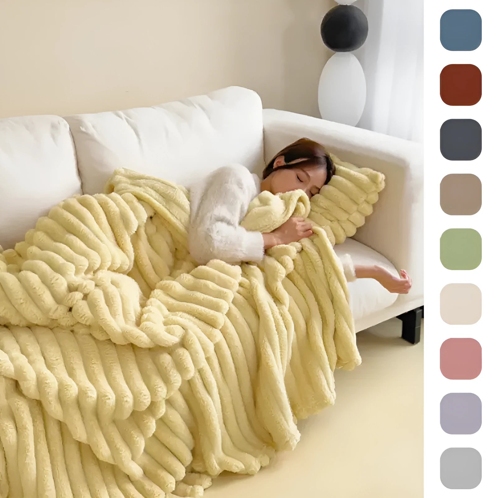 Double-sided thickening bubble velvet faux rabbit fur blanket in various colour options