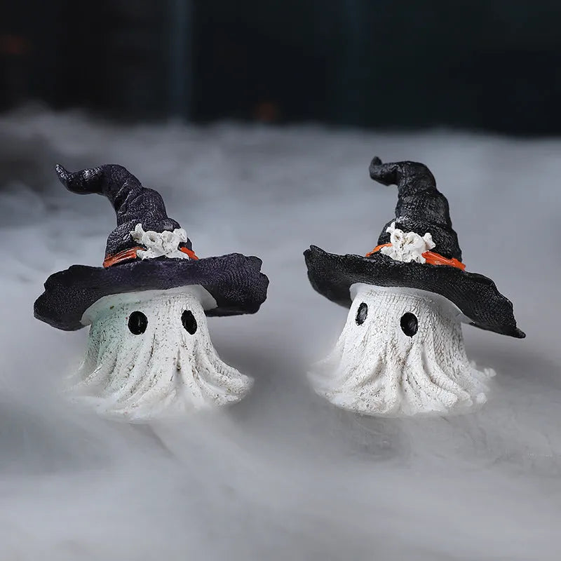 Resin wizard hat ornament decoration in black and purple colours for Halloween and holiday displays