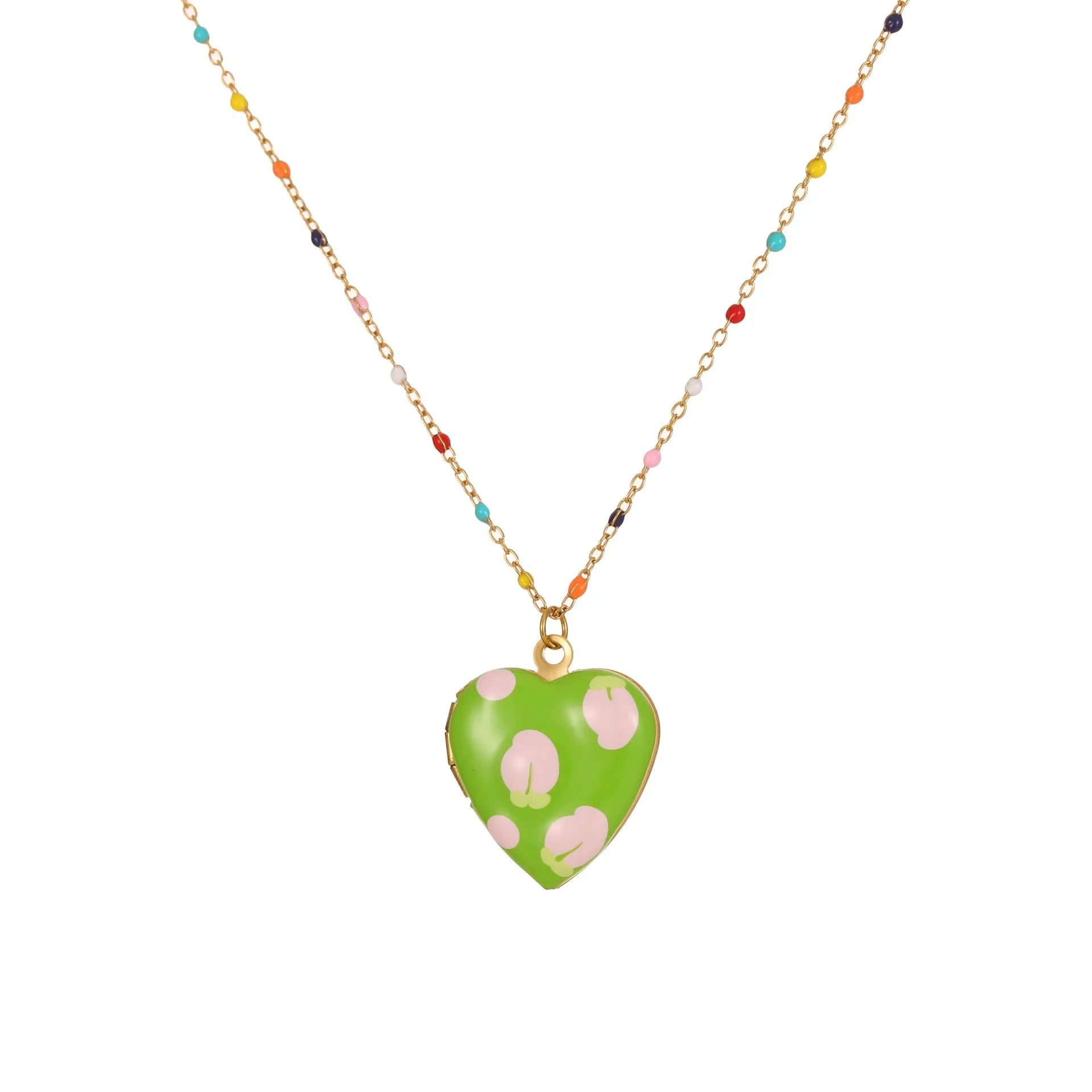 Gold-plated stainless steel necklace with heart-shaped fruit pendant in adjustable 41-50cm length