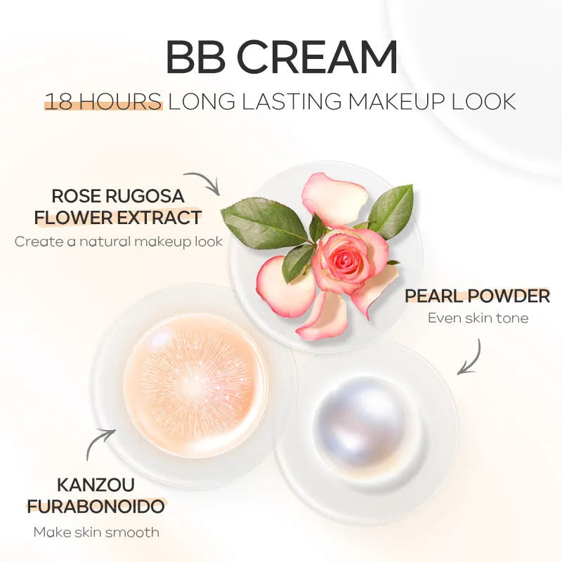 BB cream tube in 30ml size showing nine colour shades from light ivory to deep brown