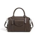 Genuine leather women's handbag with lock closure and single shoulder strap in street trend style