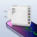 White Type-C USB charging plug compatible with EU UK US electrical outlets
