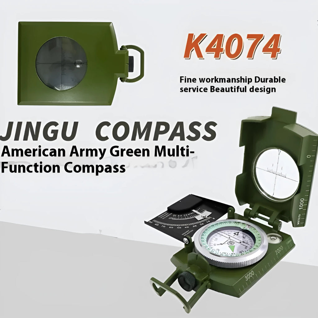 K4074 professional metal outdoor compass with hanging ring and ABS components for hiking navigation