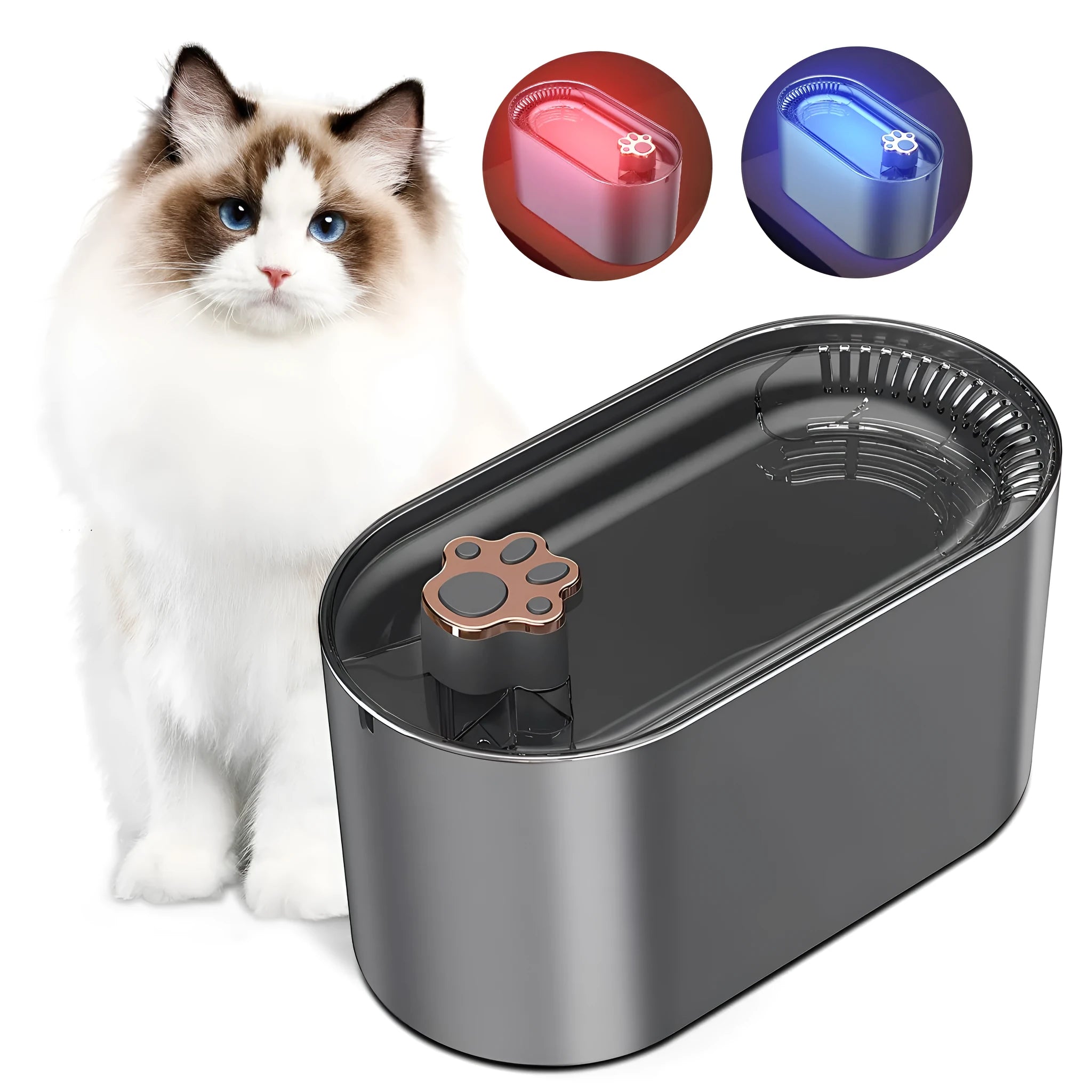 Berlin blue automatic pet water fountain with triple filtration system and 3L capacity