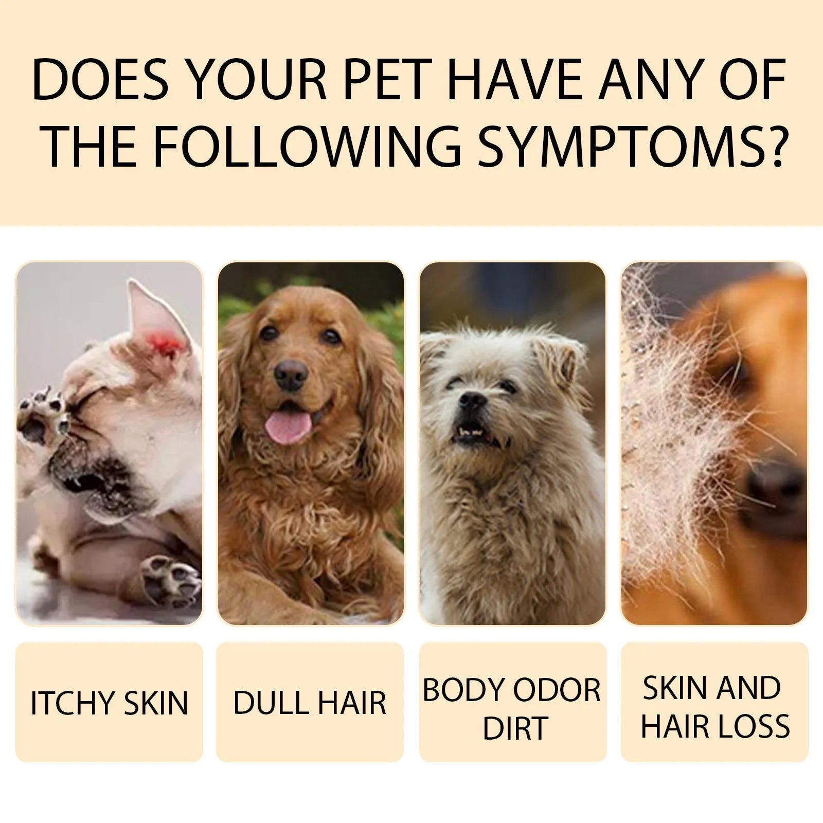 Mild pet shampoo bottle for dogs in 100ml and 300ml sizes for gentle coat cleaning and tangle prevention