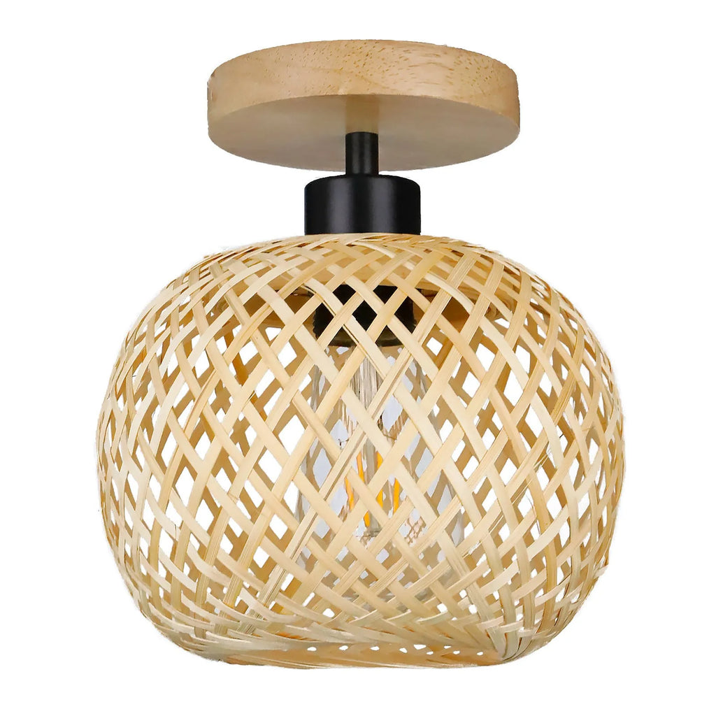 Japanese-style natural bamboo ceiling lamp for corridors and hallways with a pastoral design.