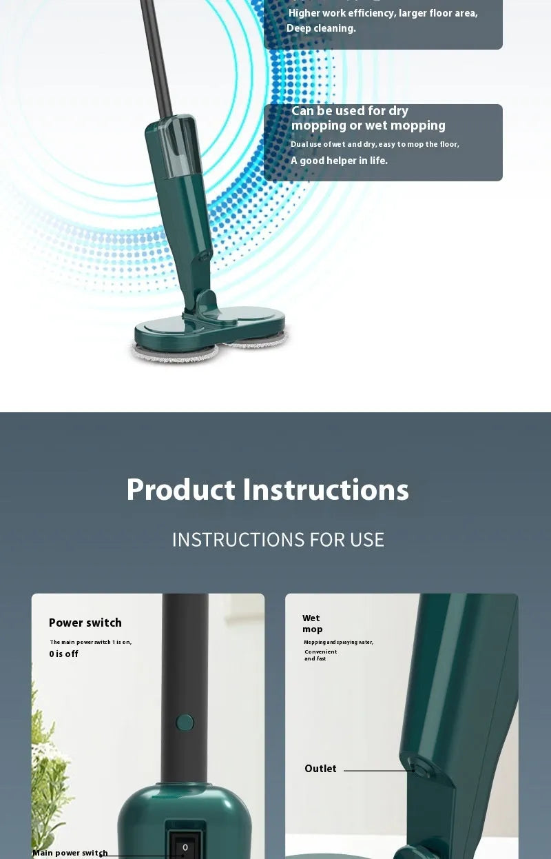 Lazy wireless sweeping and mopping machine in S5 Green colour with USB charging port