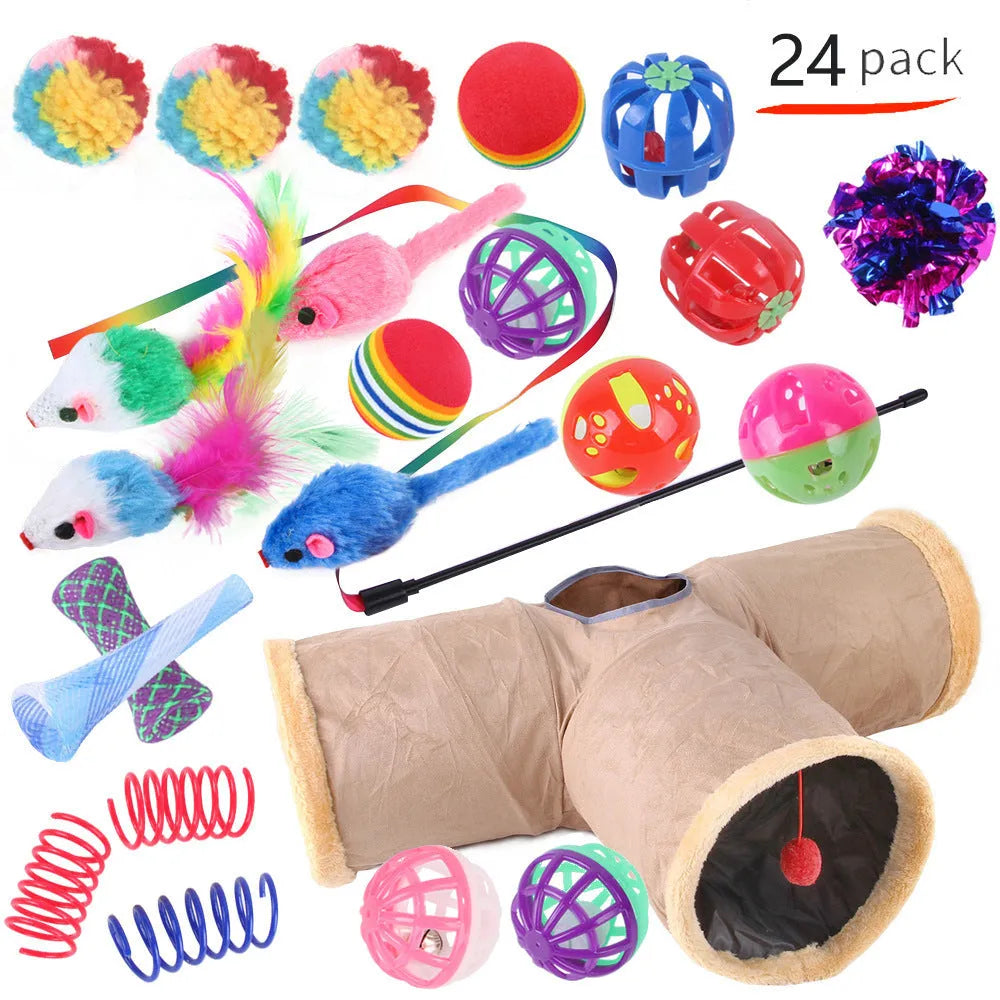 Plastic cat channel toy maze with colourful tracks and accessories for feline play