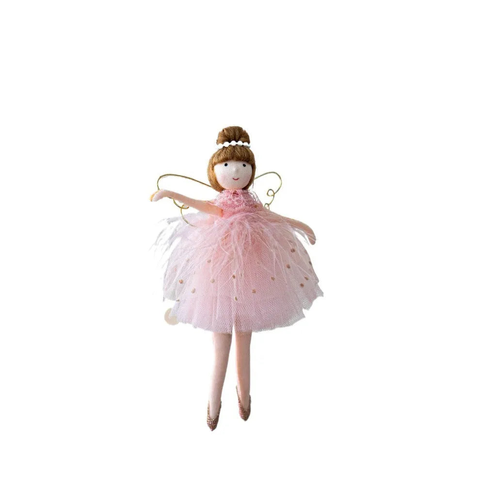 Pink and white ballet girl angel plush doll decorative toy