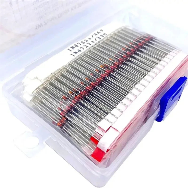 Boxed 1W glass Zener diode with 50V reverse breakdown voltage.