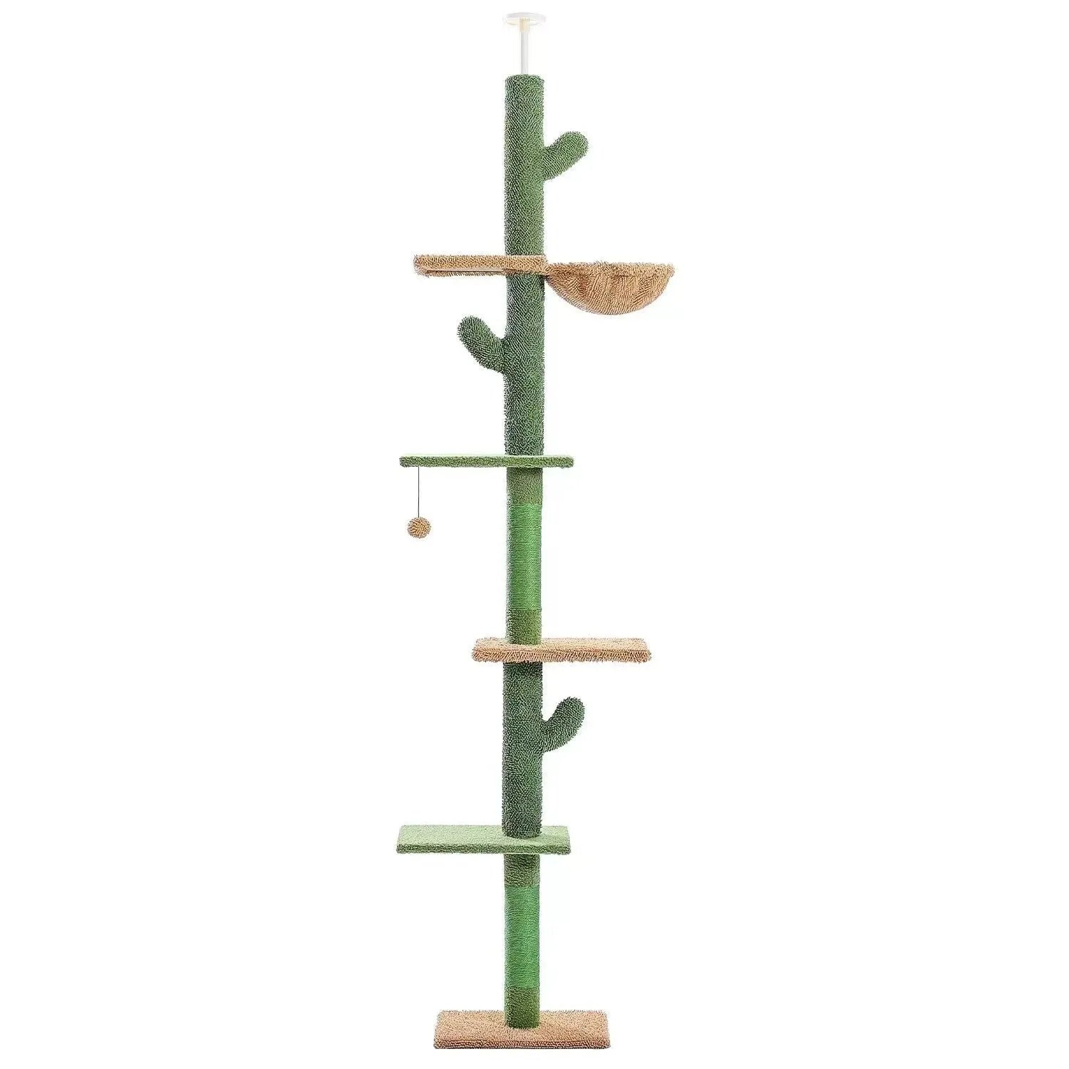 Solid wood cat climbing frame with integrated scratch board and cactus cat nest, dimensions 40x25x240cm