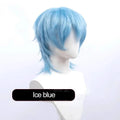 Men's short anime cosplay wig in multiple colours made from heat-resistant synthetic fibre