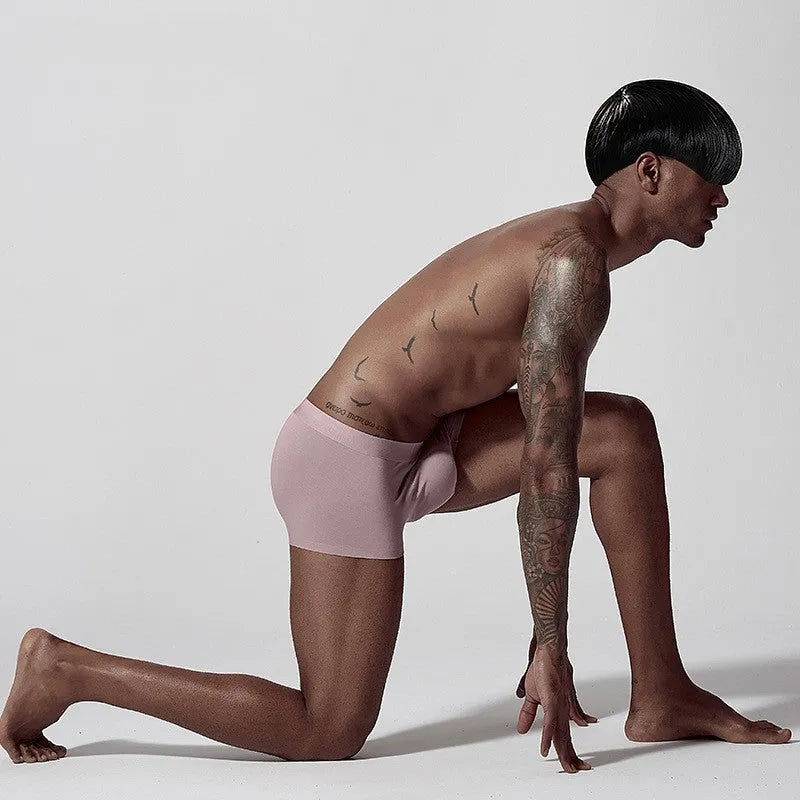 Men's seamless modal underwear in green, pink or white with mid waist design