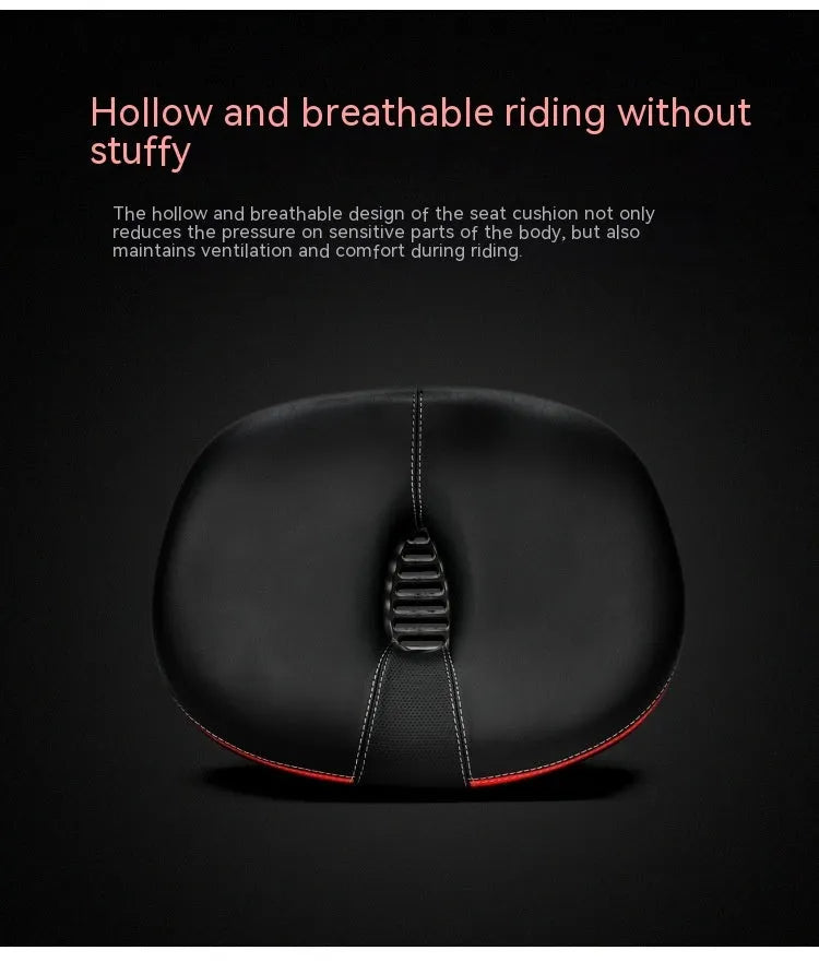 Large red bicycle saddle with shock absorber and PU stitching for mountain bikes