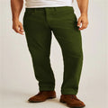 Corduroy loose casual straight-leg trousers in Army Green colour on a model