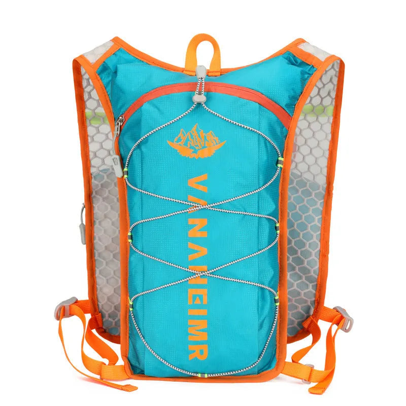 Ultra-light cross-country outdoor backpack in streamer orange colour with an air pillow belt.