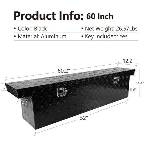 Black aluminium alloy 26-inch toolbox with T-casting construction for workshop tool storage