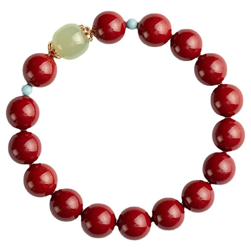 Cinnabar Hetian Jade geometric bead bracelet in purple gold sand colour showing 6mm, 8mm, and 10mm size options