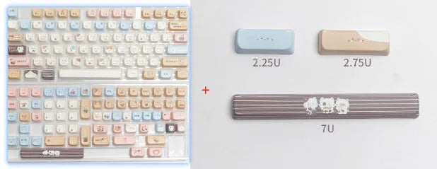 Sea Salt Cat PBT sublimation keycap set for mechanical keyboards showing 26mm profile and March Past supplements