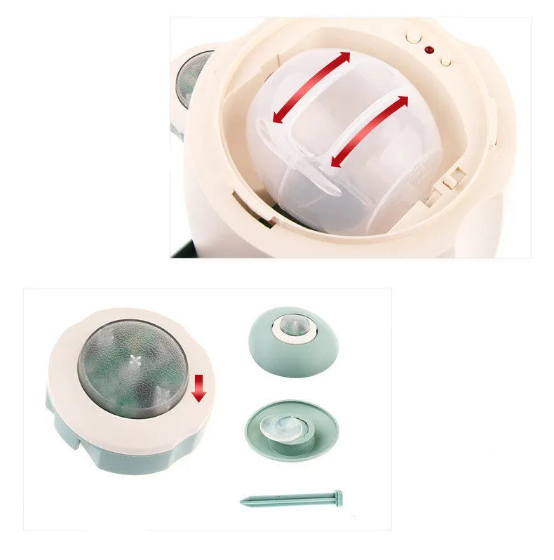 Light green automatic dog feeder with push button, USB powered, 20x20x24cm, non-toxic material