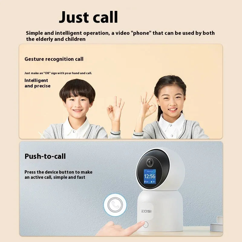 Zhou Shi wireless indoor security camera with large screen and plastic housing