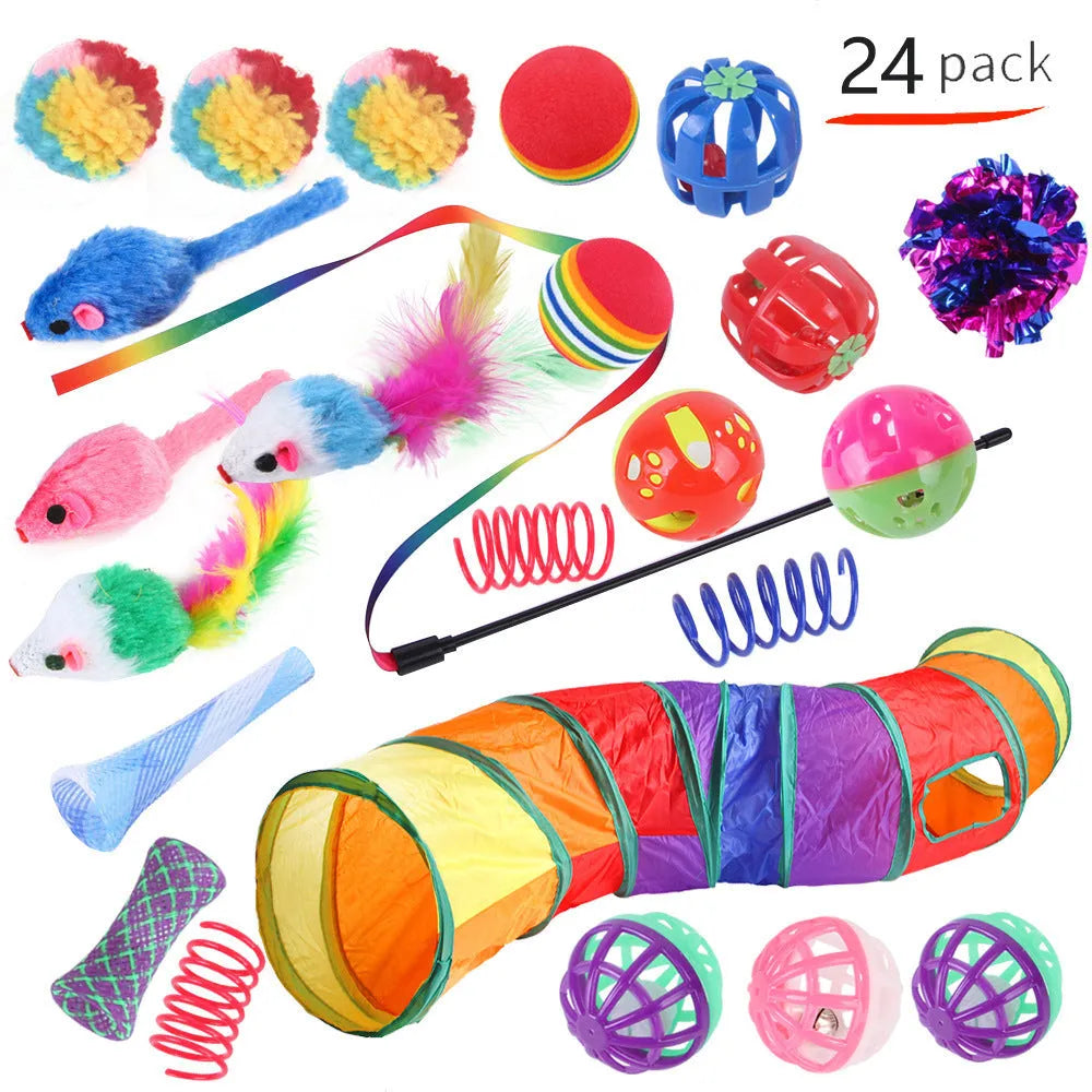 Plastic cat channel toy maze with colourful tracks and accessories for feline play