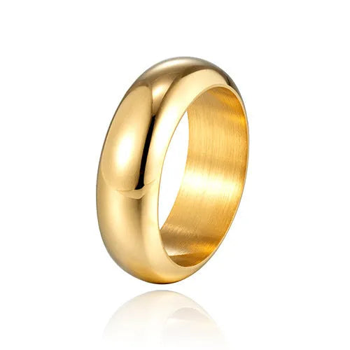 Titanium steel electroplated ring with glossy finish in gold, black and steel colour options
