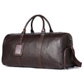 Men's black leather excursion travel bag with single shoulder strap and large capacity
