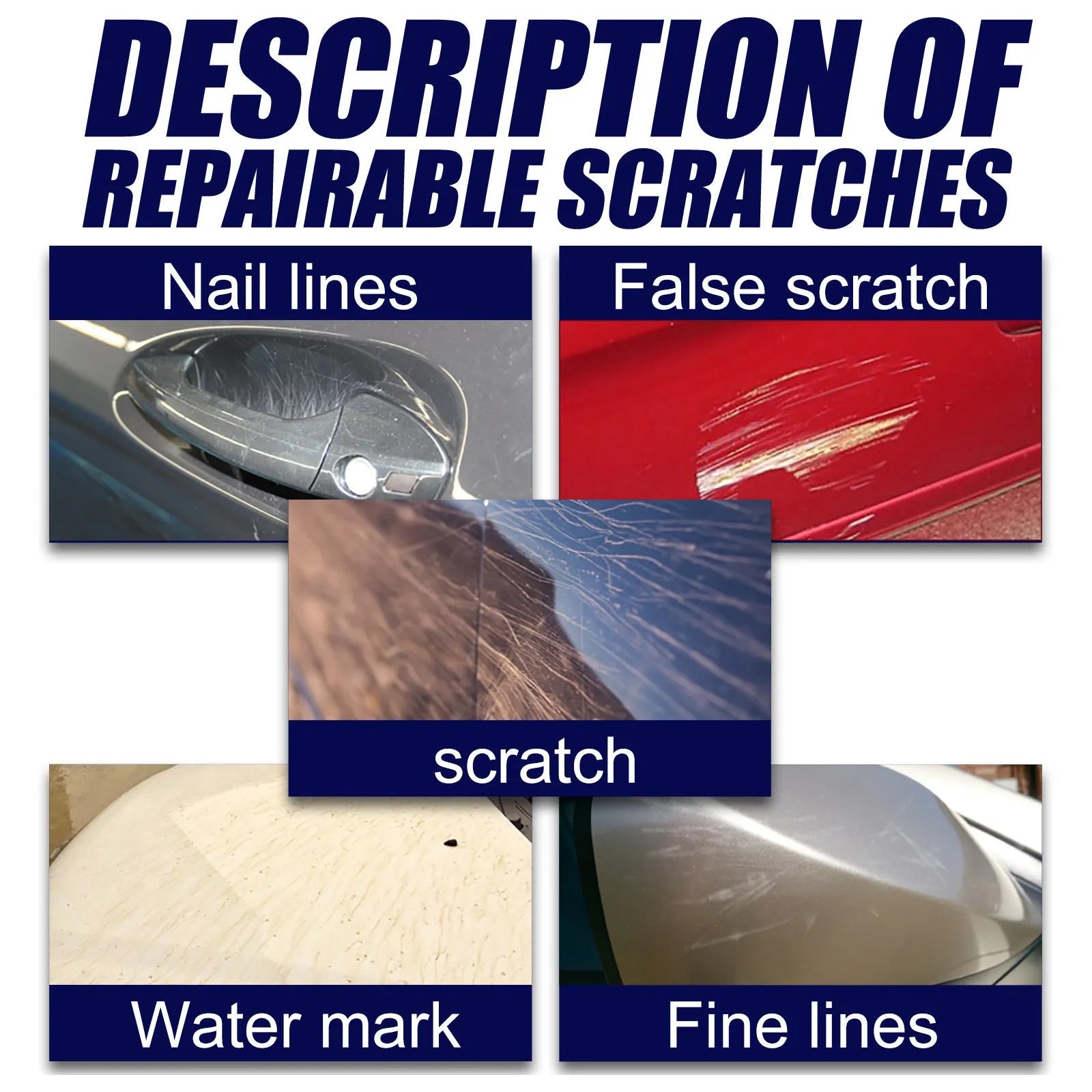 Car scratch repair spray can in 100ml, 50ml and 30ml sizes for paint surface renovation.